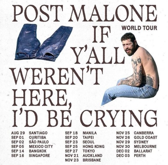 2023 포스트말론 내한공연 월드투어 IF Y' ALL WEREN'T HERE, I'D BE CRYING 포스터