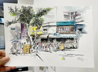 아크릴물감으로 어반스케치 그리기 파주 프로방스 카페로즈에서_19