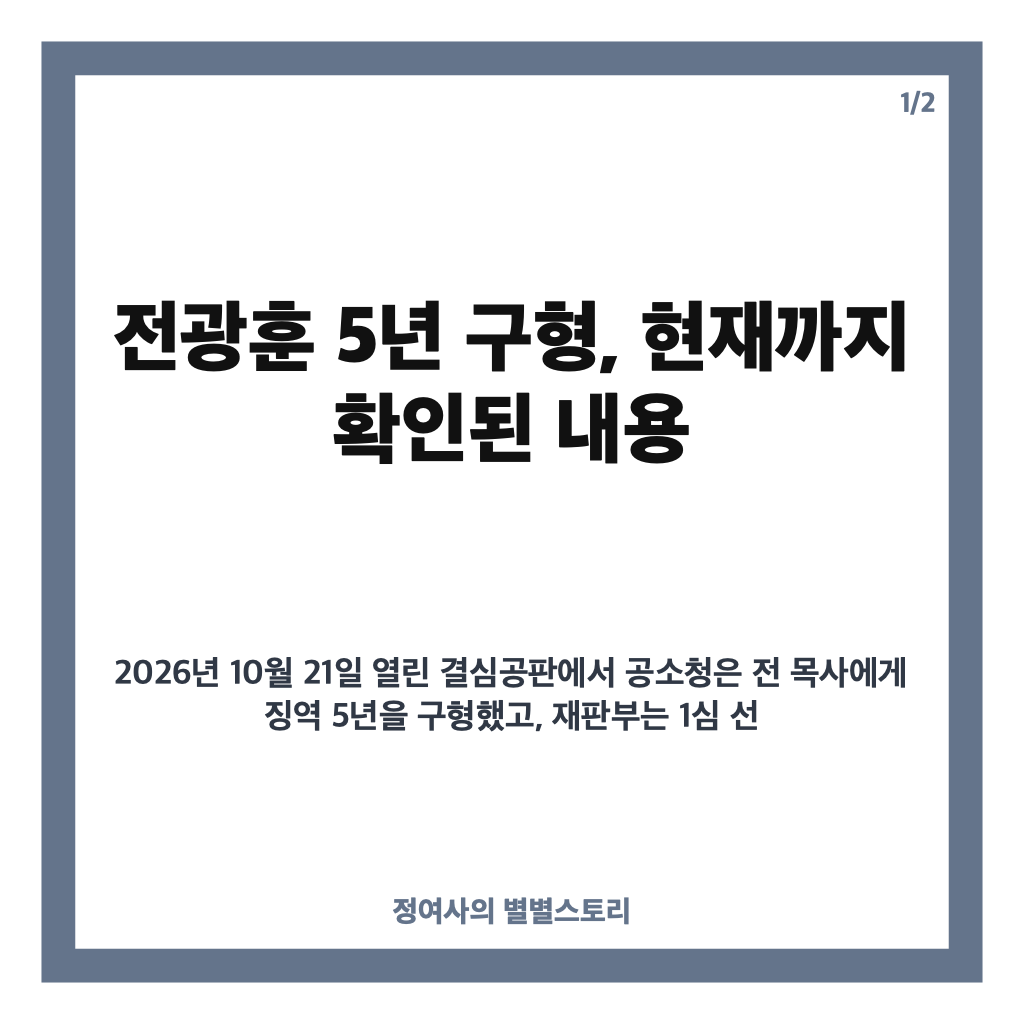 전광훈 5년 구형, 서부지법 난동 교사 혐의와 1심 선고 일정 카드뉴스 1