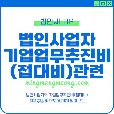 법인사업자 기업업무추진비 (접대비) 관련