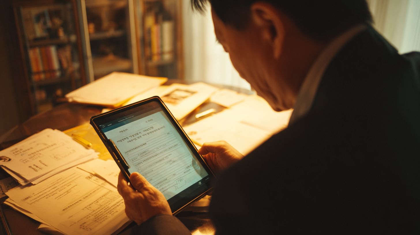 중복 지원 여부를 상담하며 정부 양식을 검토하는 창업자의 현실적인 장면.