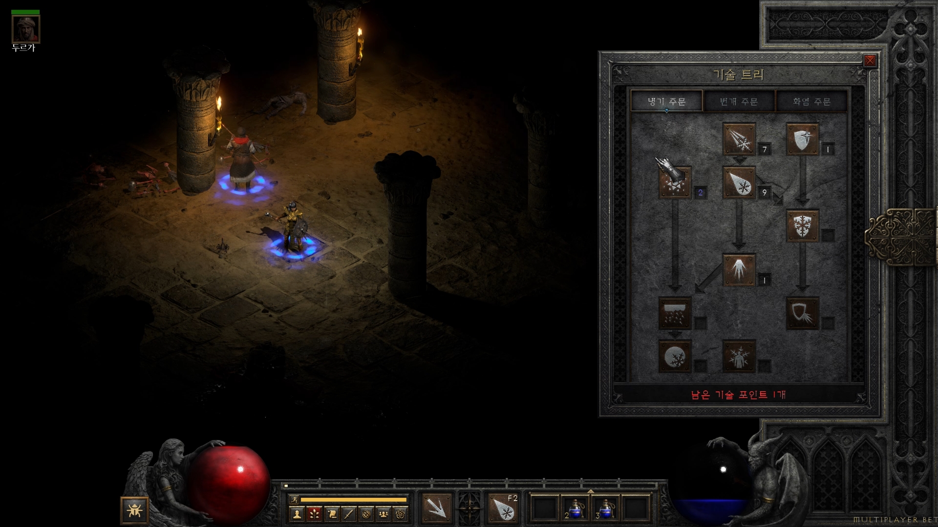 디아블로2 레저렉션 원소술사 냉기 스킬 트리