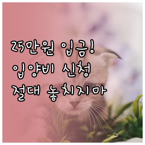 유기동물 입양비 25만원 지원 신청 ..