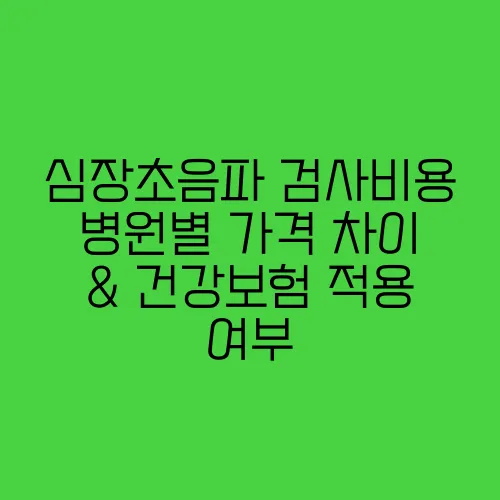 심장초음파 검사비용 병원별 가격 차이 & 건강보험 적용 여부