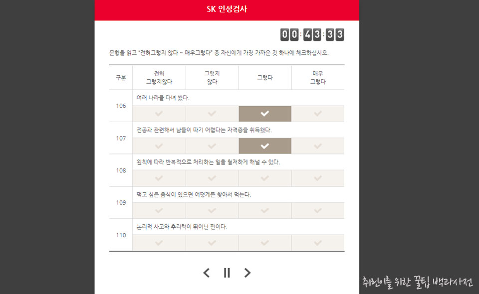 SK 인성검사 문항 예시01
