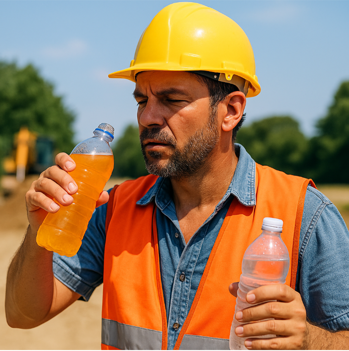 폭염 속 물과 이온음료 챙기는 근로자 모습