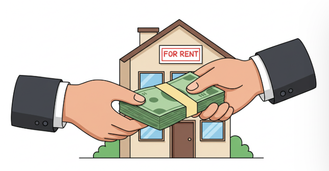 임대료를 지불하는 손 사진