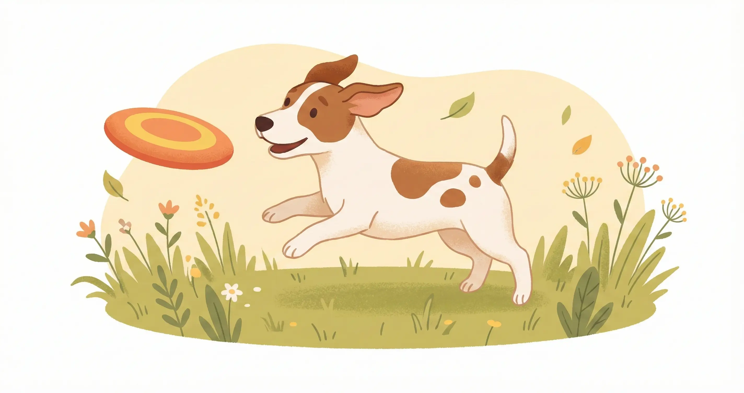 잔디밭에서 프리스비를 잡기 위해 달리는 건강한 잭 러셀 테리어