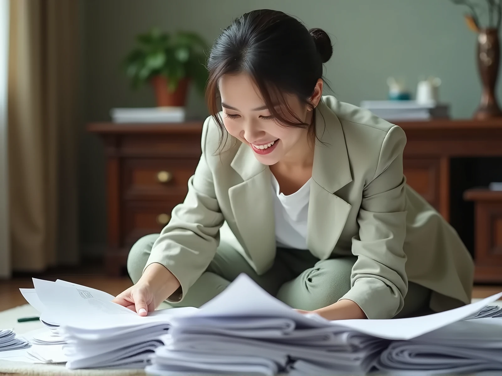 연말정산 서류를 정리하는 여자