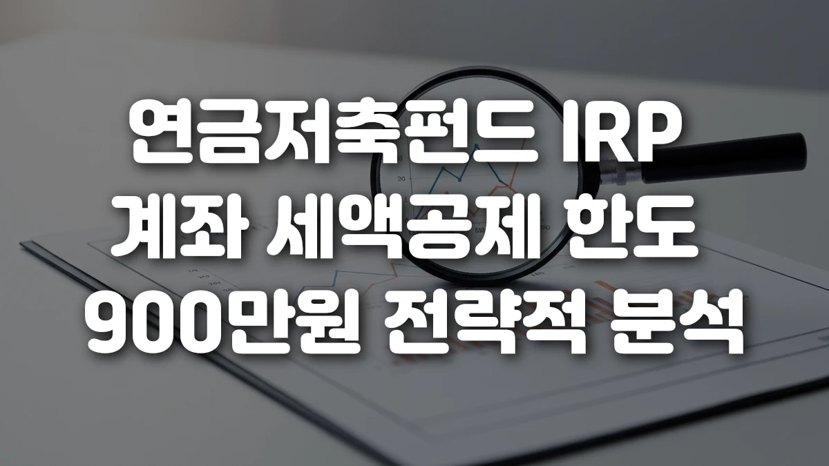 연금저축펀드 IRP 계좌 세액공제 한도 900만원 전략적 분석