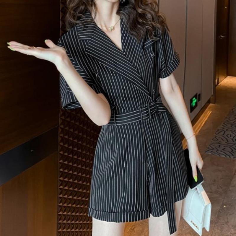 찐연휴세일 오피스 핀 스트라이프 점프수트