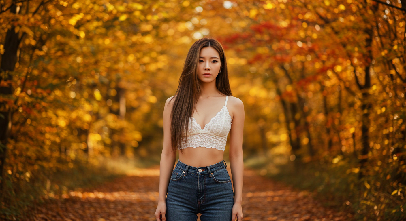 단풍구경중인 여성