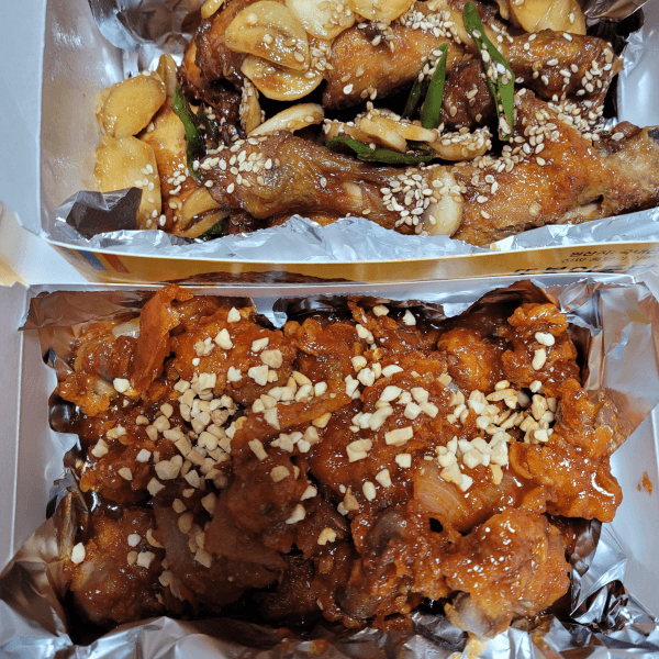 똥집튀김-마늘치킨-반반