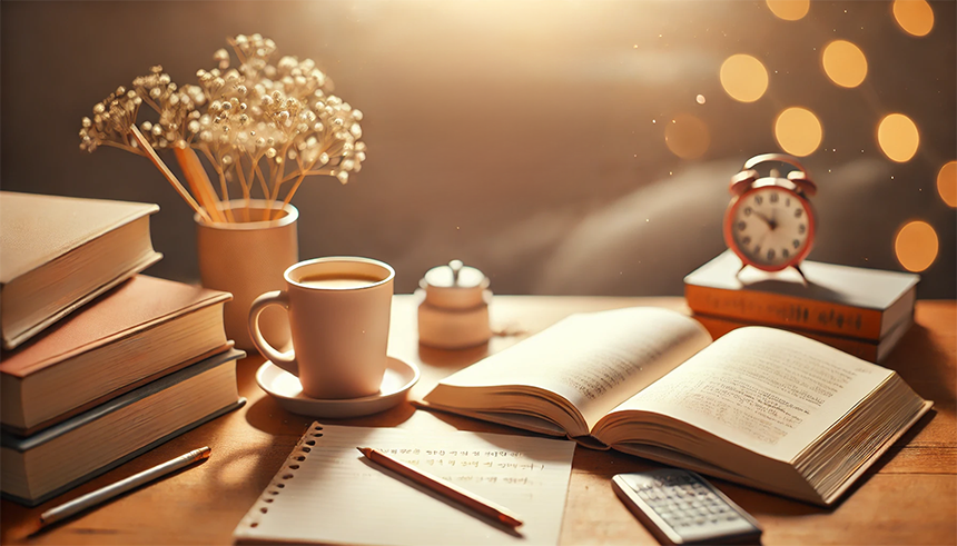 검정고시 시험장을 배경으로 한 깔끔하고 차분한 분위기의 학교 외관 이미지