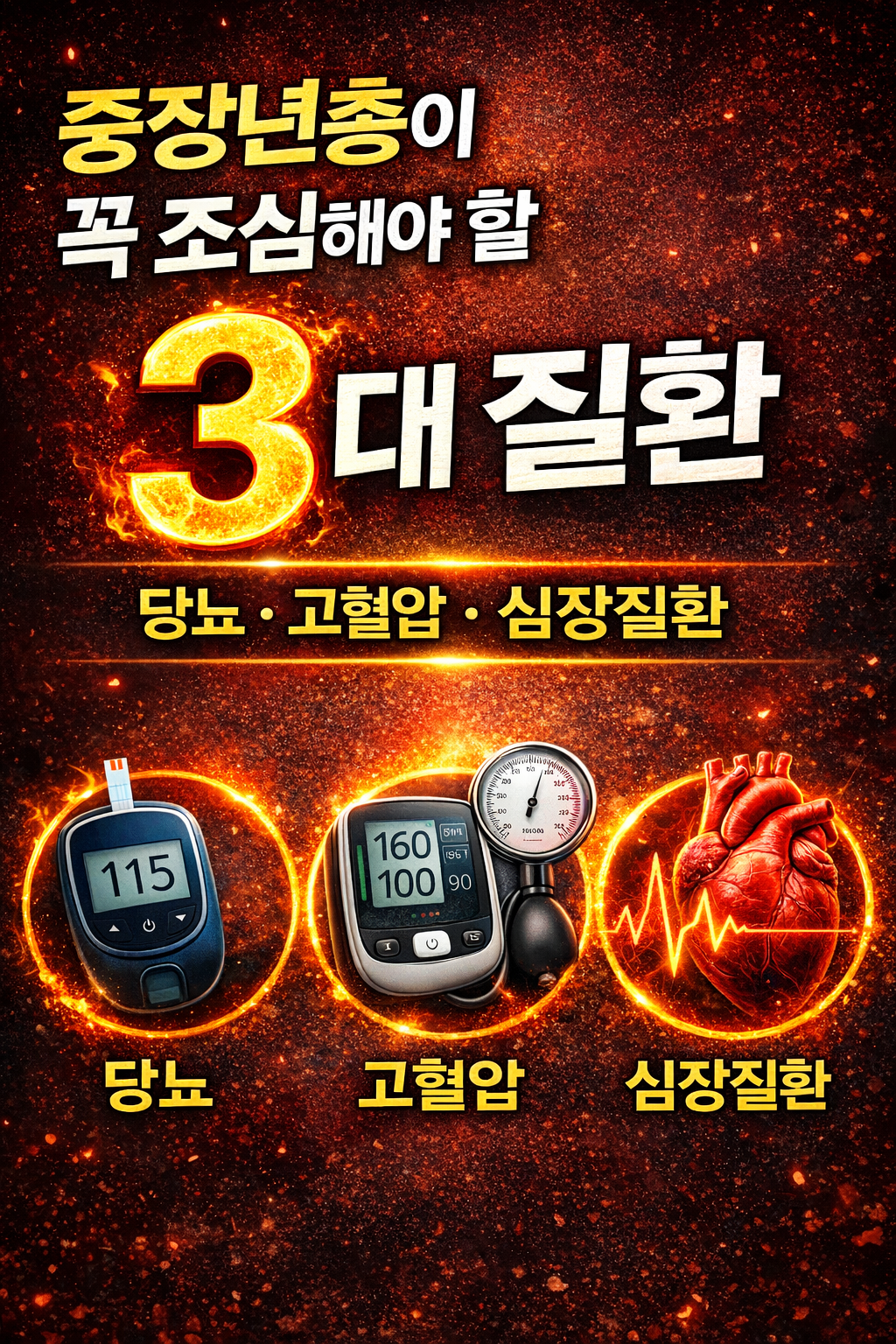 중장년층이 꼭 조심해야 할 3대 질환 / 당뇨·고혈압·심장질환, 이렇게 연결됩니다