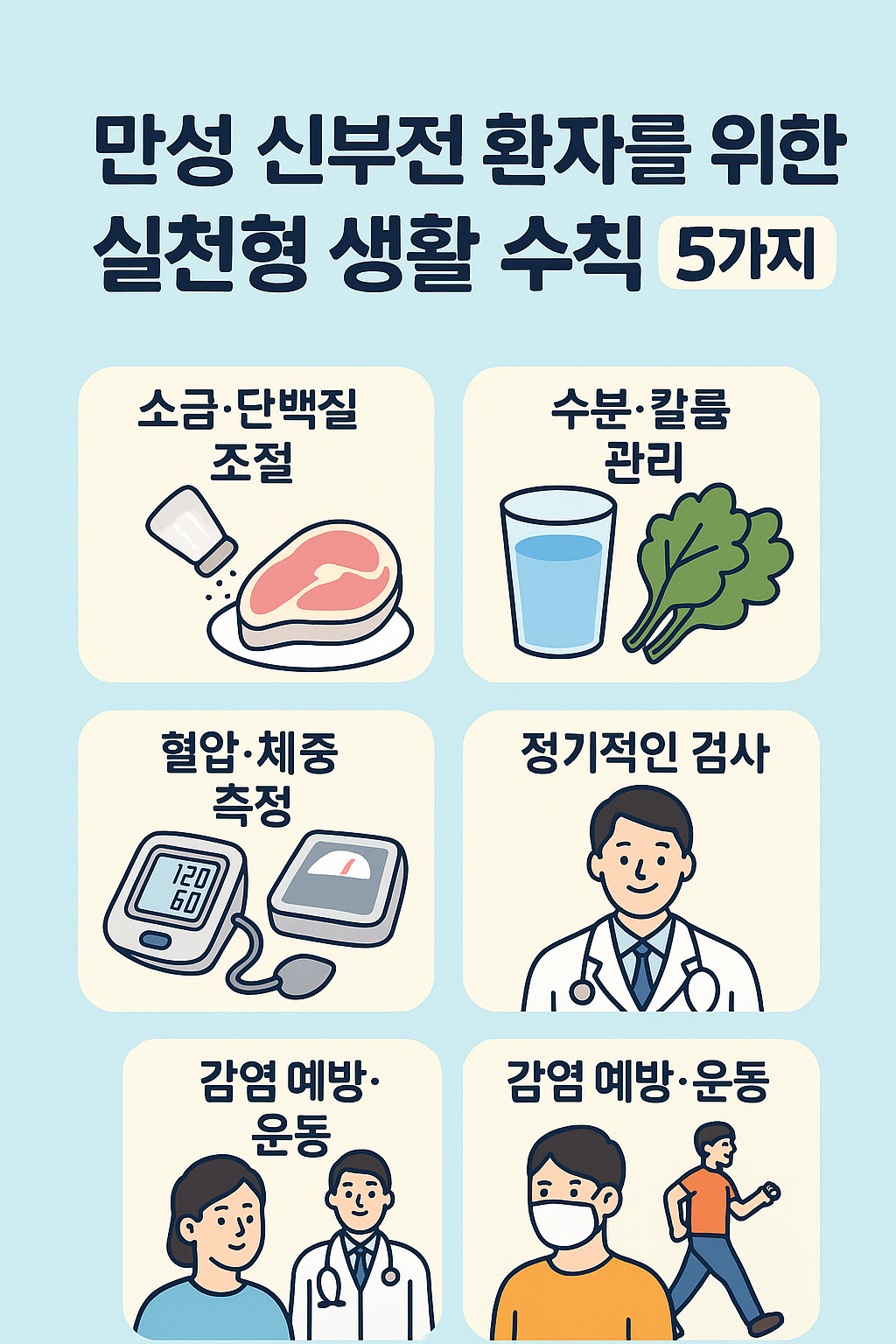 만성 신부전 환자를 위한 실천형 생활 수칙 5가지