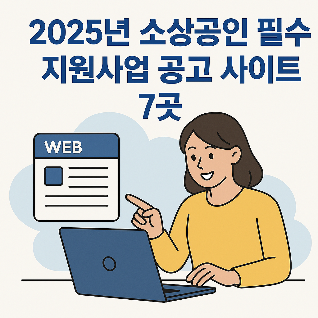 "소상공인 지원사업 안내 플랫 일러스트 이미지"