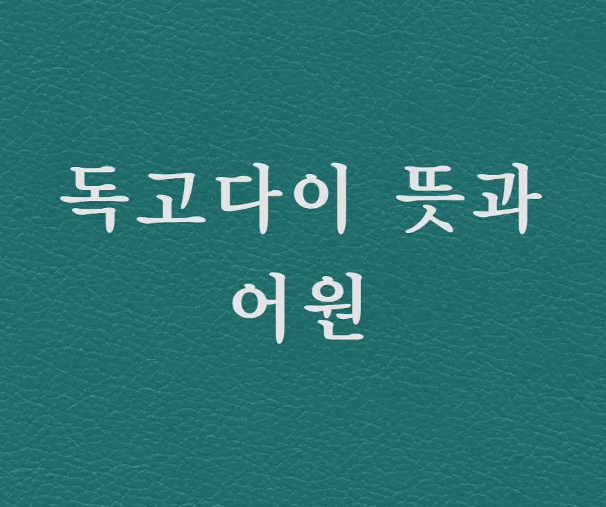 독고다이 뜻과 어원