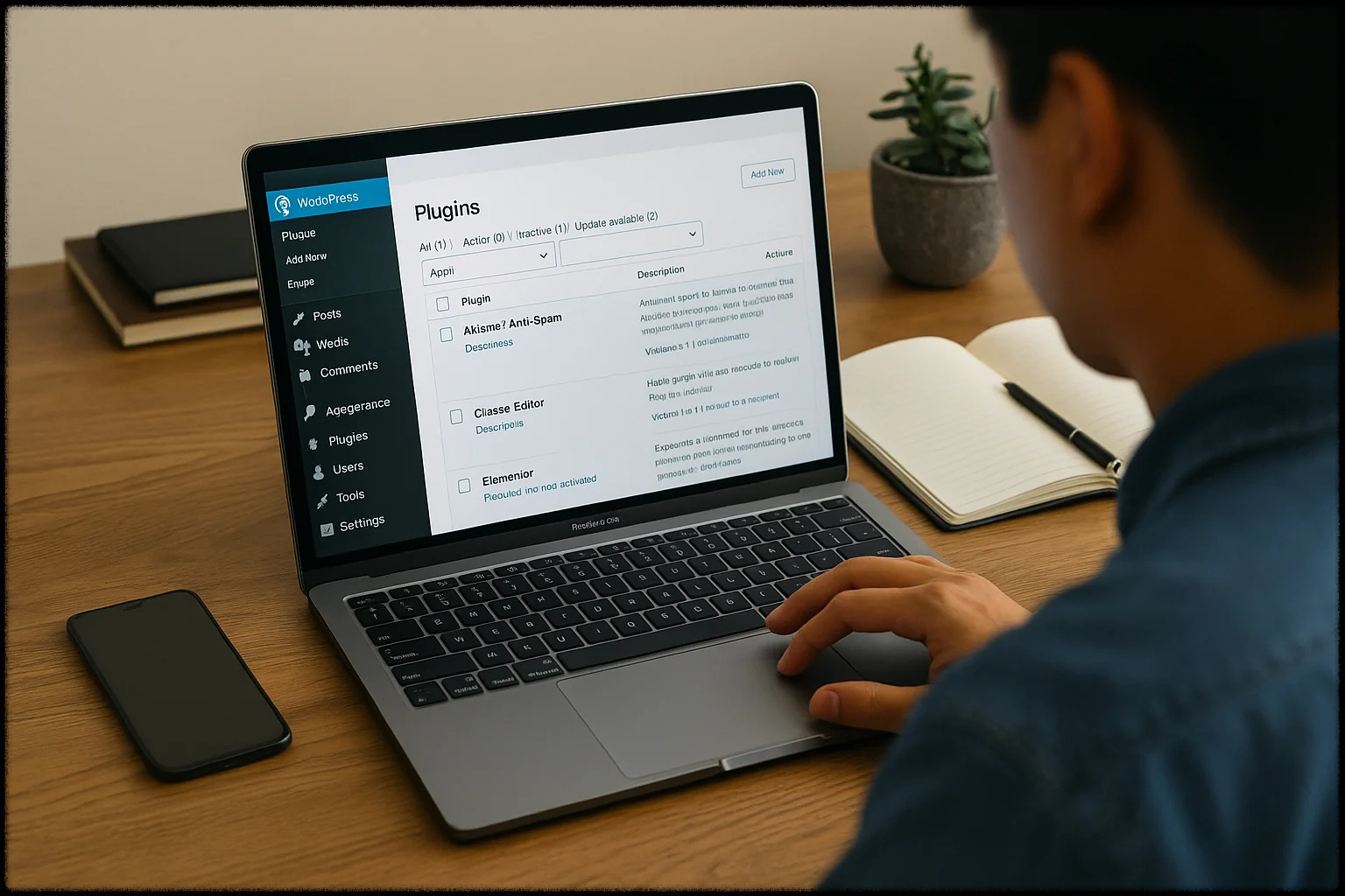 플러그인 관리 화면에서 사용자가 플러그인을 설정하는 이미지
