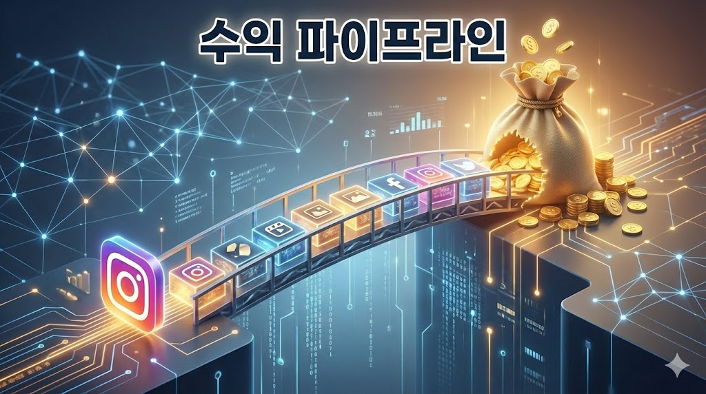 지속 가능한 수익 파이프라인 구축 개념 디지털 아트