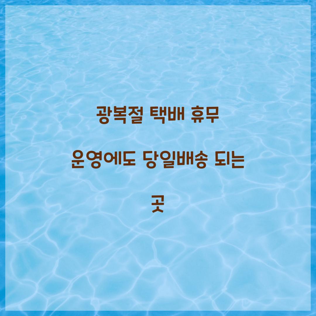 광복절 택배 휴무 운영에도 당일배송 되는 곳