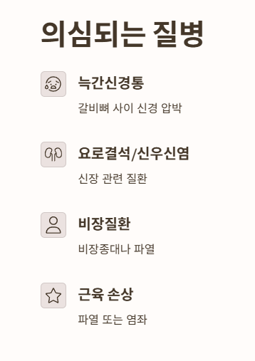 왼쪽 옆구리 통증 의심되는 병