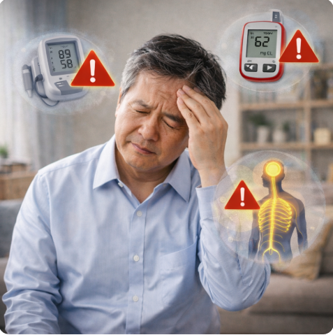 중년의 어지럼증에 대한 사진