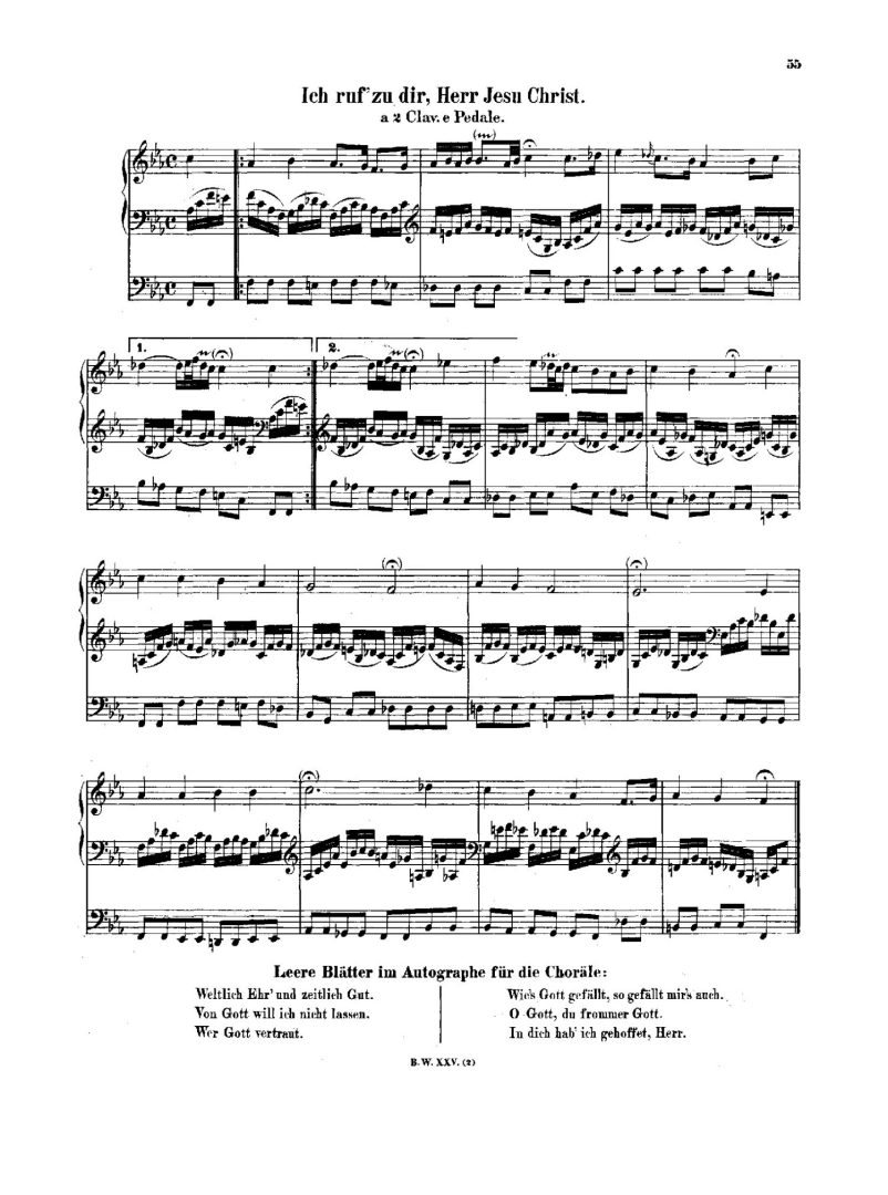 Ich ruf zu dir, Herr Jesu Christ(BWV 639)의 악보를 보여주는 이미지입니다