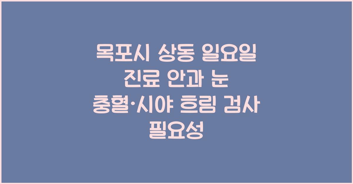 목포시 상동 일요일 진료 안과 눈 충혈·시야 흐림 검사