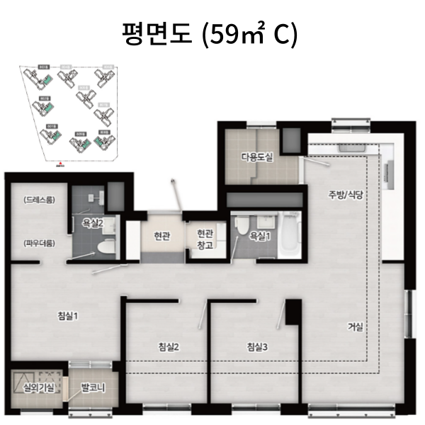 부천대장 A8블록 평면도 59C 타입