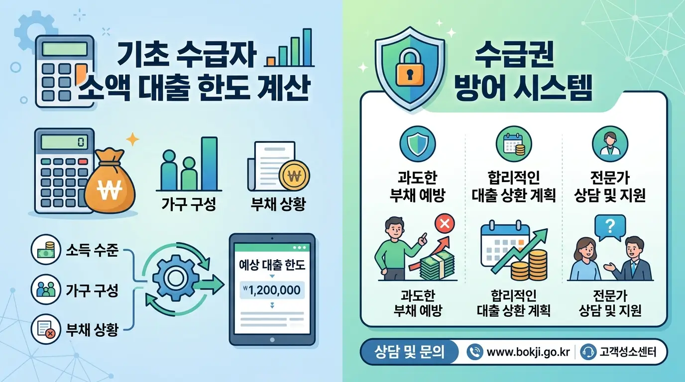 기초 수급자 소액 대출 한도 계산 및 수급권 방어 시스템