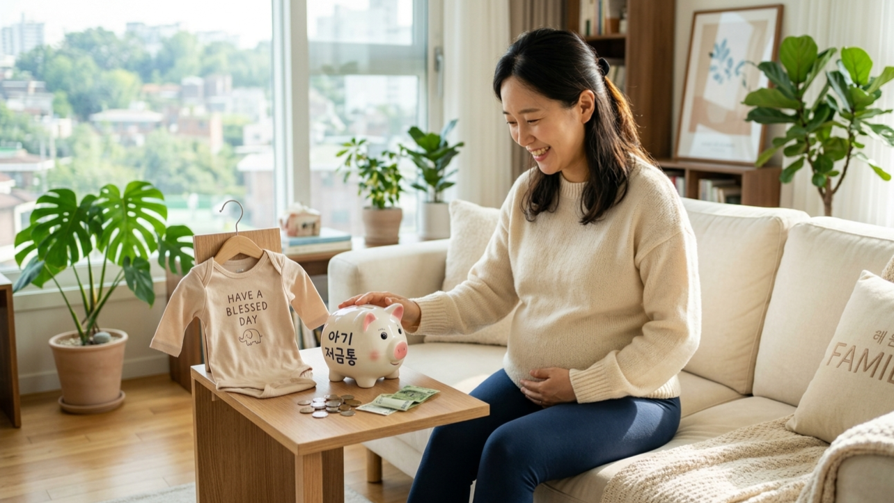 2026년 부모급여 혜택을 확인하며 기뻐하는 임산부