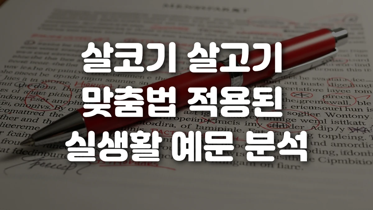 살코기 살고기 맞춤법 적용된 실생활 예문 분석