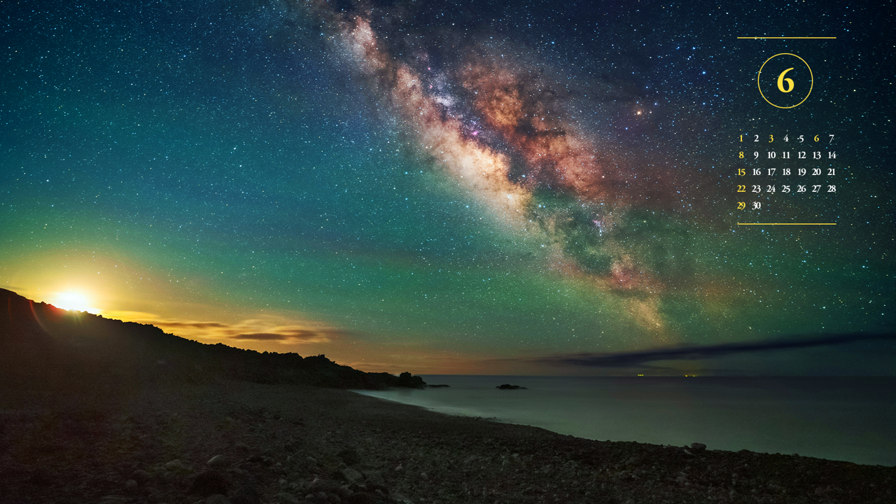 14 일출과 은하수 A - 2025년6월 노트북배경화면
