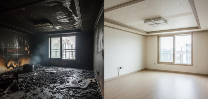 예산군 화재복구 작업 전후 사진