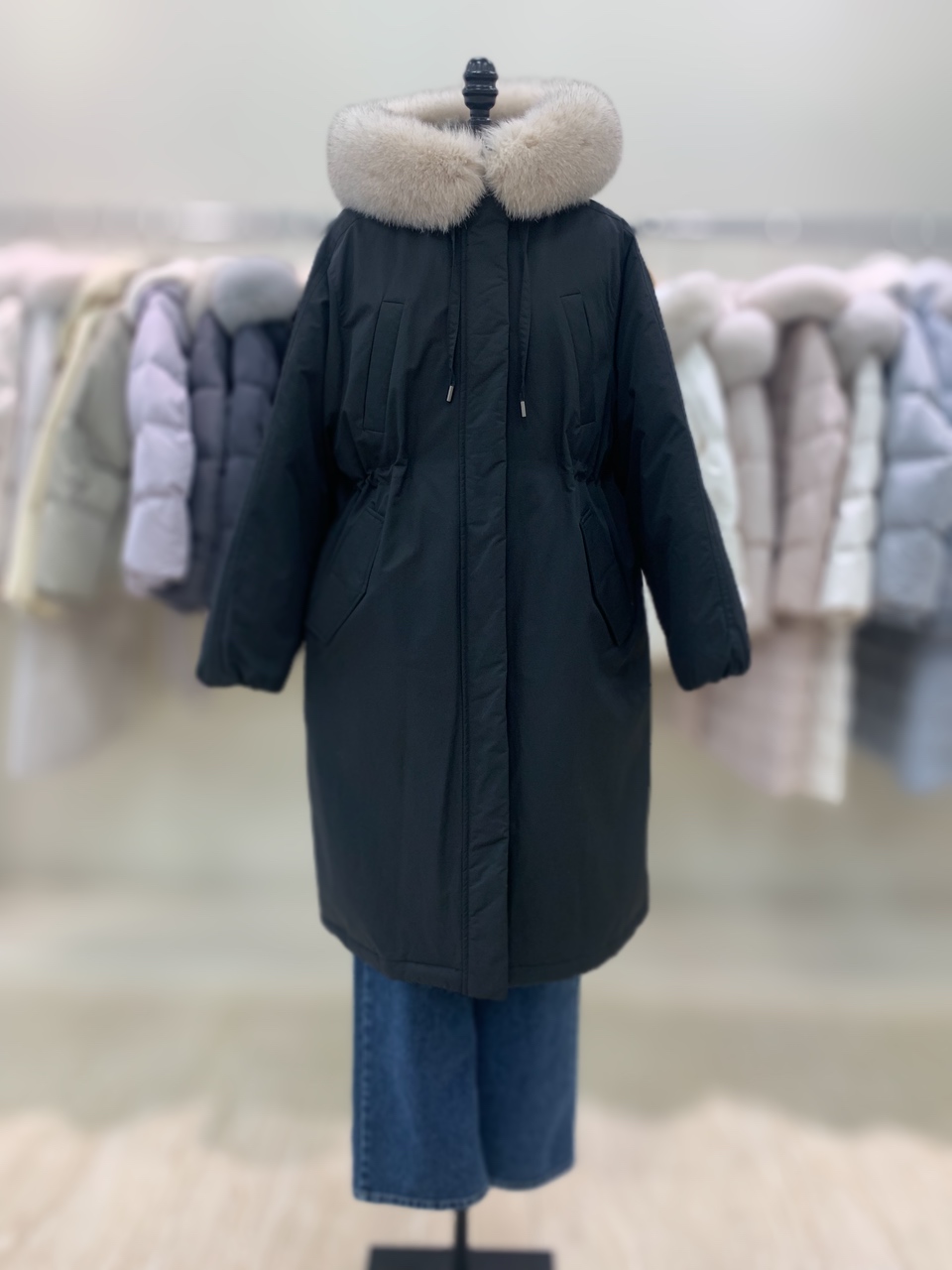 시스티나 폭스퍼 솔리드 롱 덕다운 점퍼 ASDJPM41050