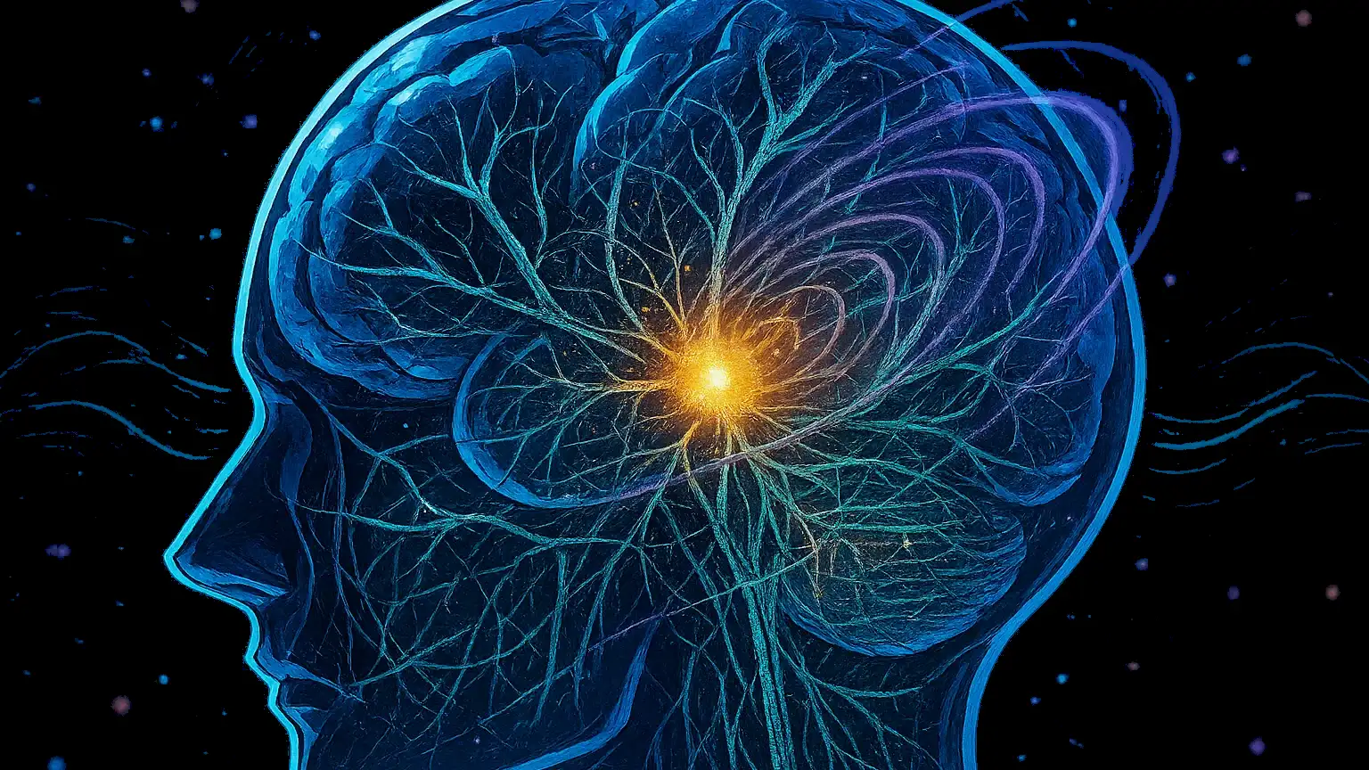 뇌 영상과 함께 용서의 신경학적 메커니즘을 보여주는 과학적 일러스트