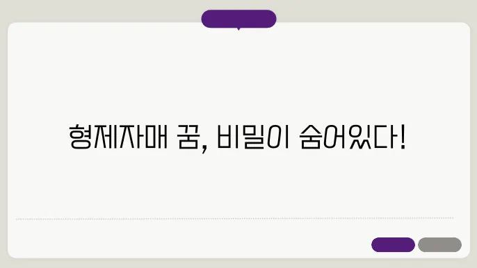 형제자매 꿈해몽 해몽