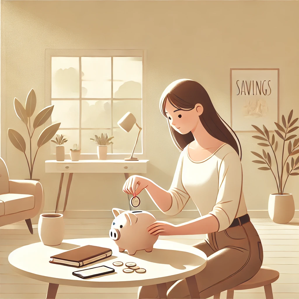 청년도약계좌를 통해 자산을 저축하는 청년의 모습을 표현한 따뜻한 저축 일러스트