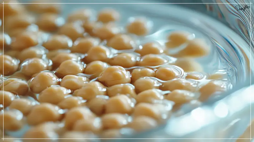 병아리콩의-2배의-물에-병아리콩을-불리고-있는-모습