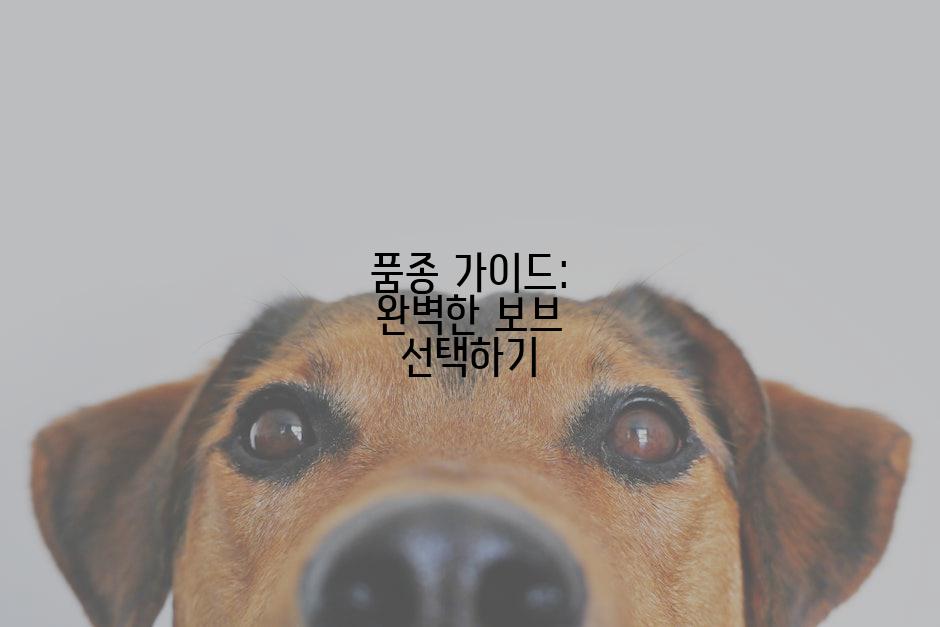 품종 가이드: 완벽한 보브 선택하기