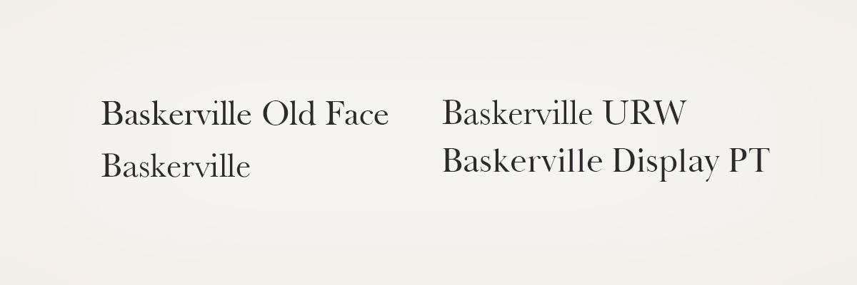 다양한 폰트사의 바스커필 서체 비교
