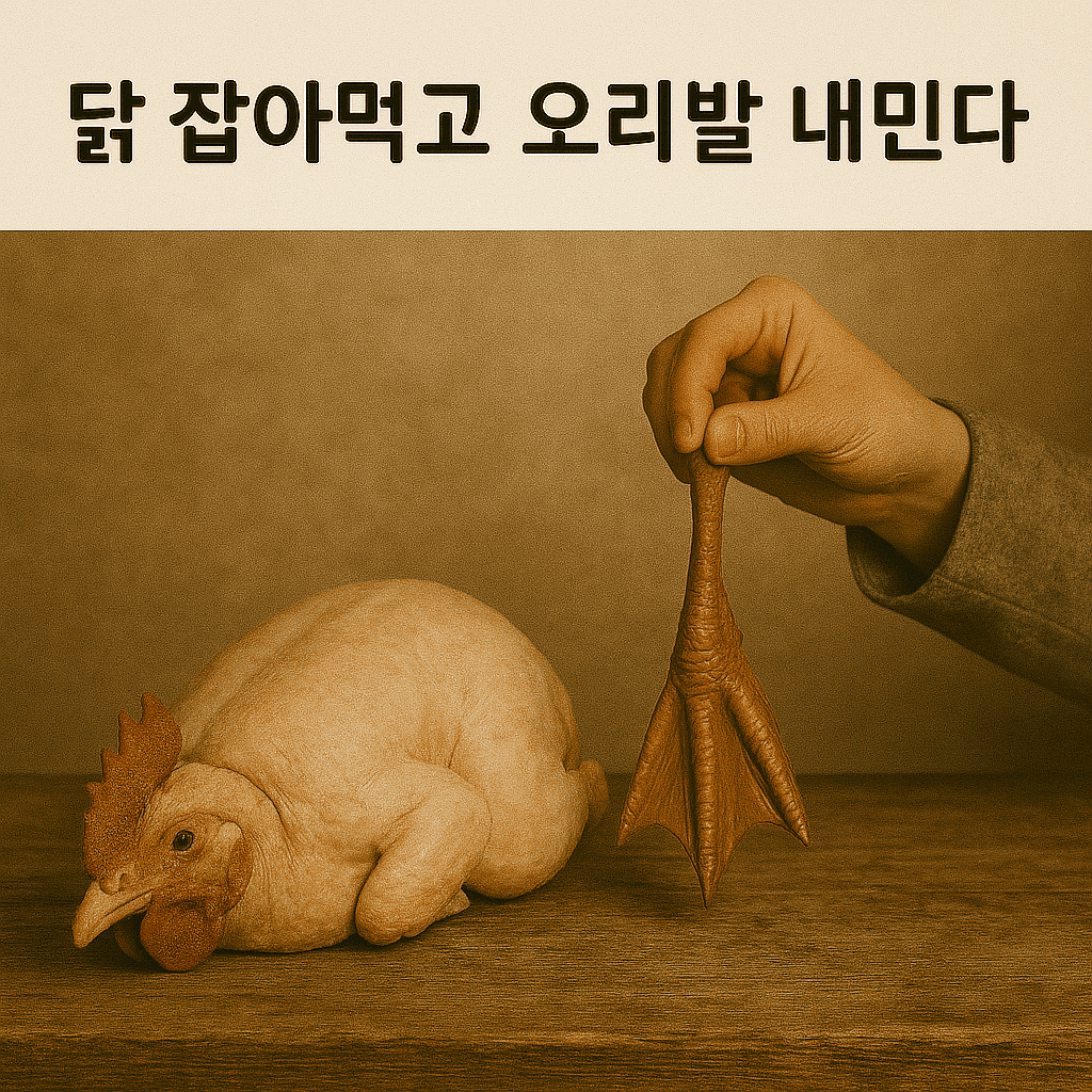 닭 잡아먹고 오리발 내민다