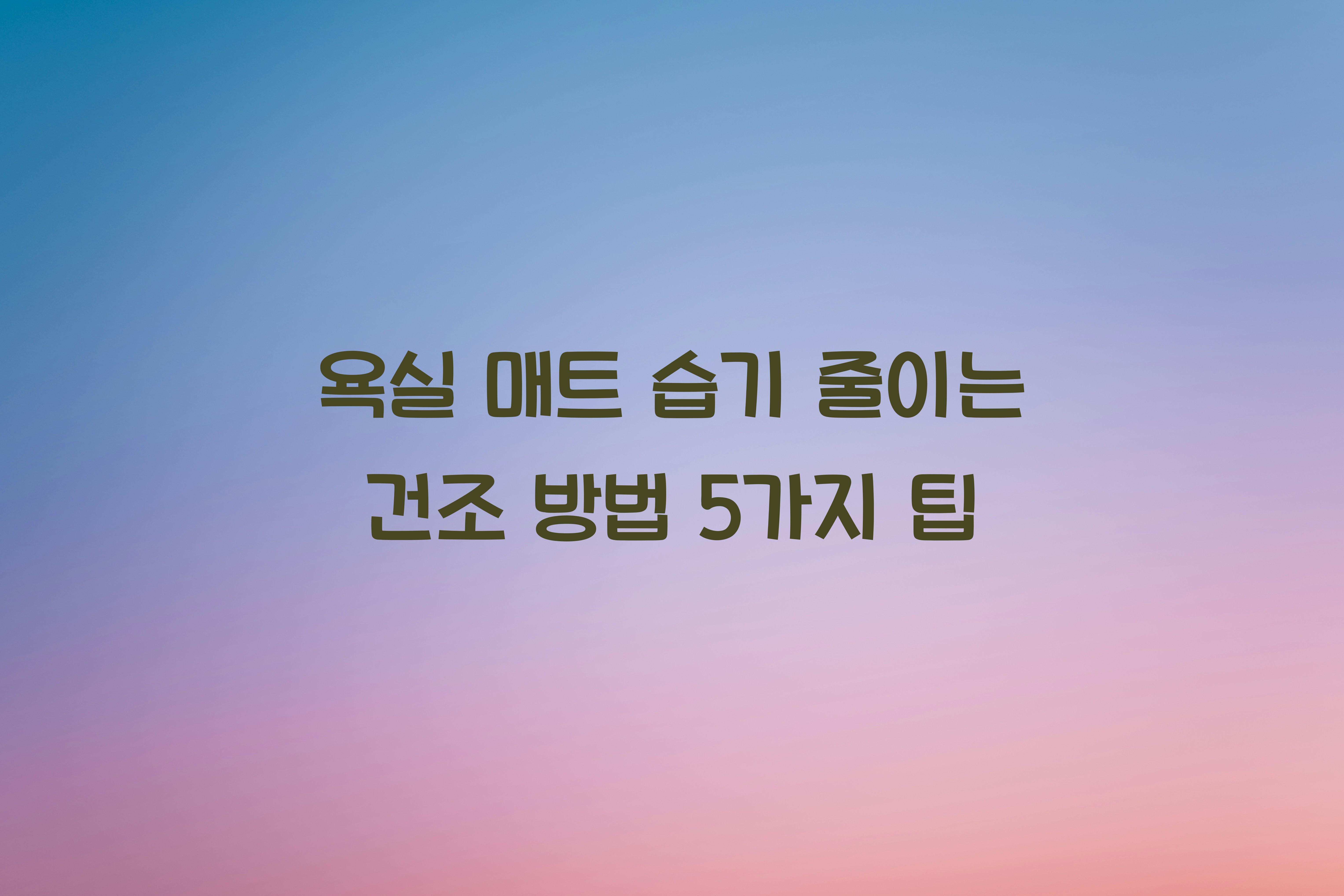 욕실 매트 습기 줄이는 건조 방법