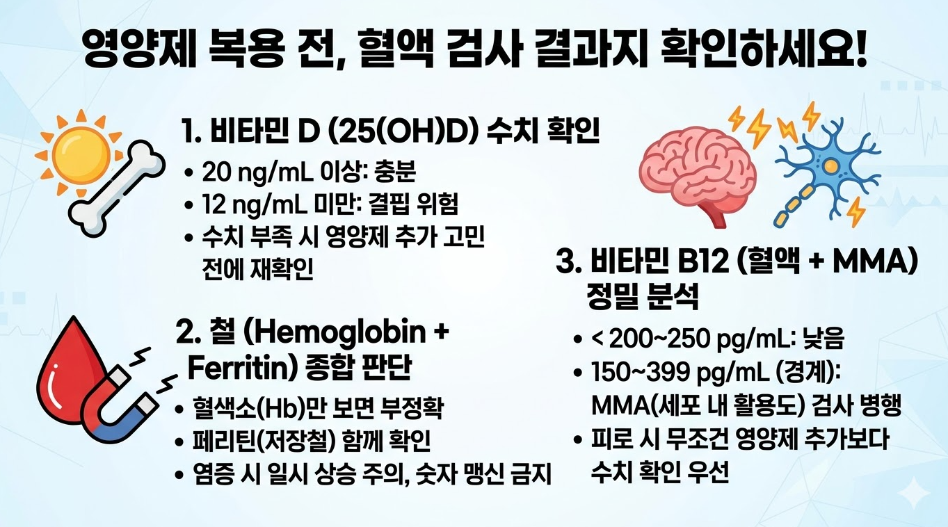 비타민 D 페리틴 B12 혈액 수치 확인 기준 정리 이미지