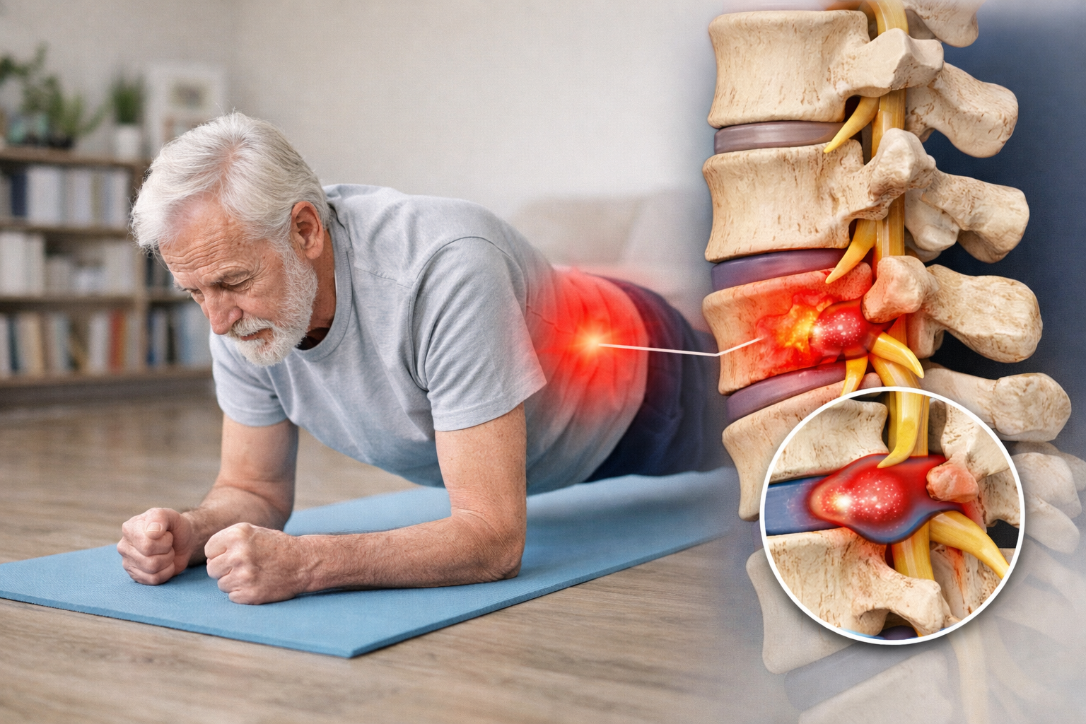 할아버지가 플랭크 운동을 하는 모습