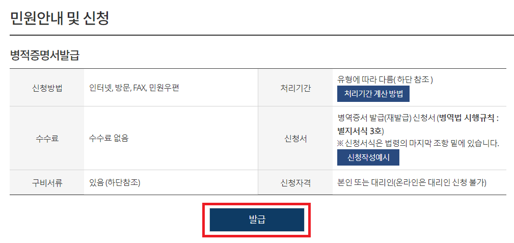 병적증명서 인터넷발급