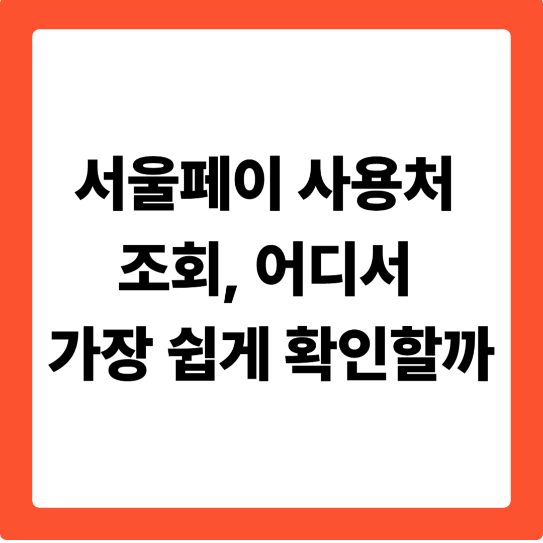 서울페이 사용처 조회, 어디서 가장 쉽게 확인할까