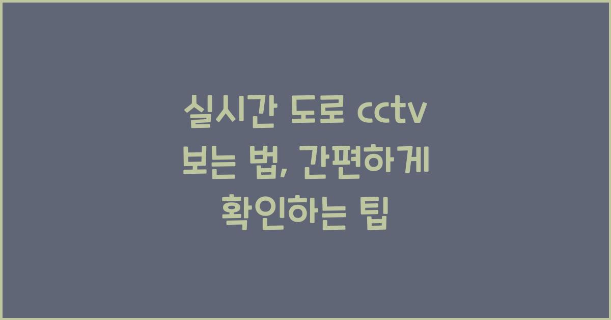 실시간 도로 cctv 보는 법