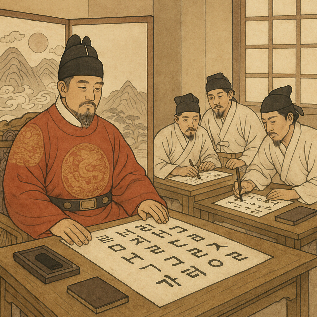 조선시대 훈민정음 창제 배경과 세종대왕의 집현전 관련 이미지